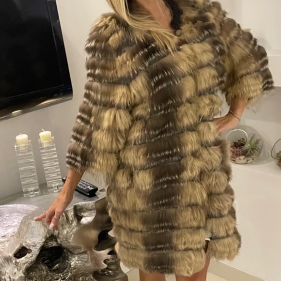 SYMETRIE YVES SALOMON ARCTIC FOX CASHMERE SWEATER COAT - Picture 3 of 14